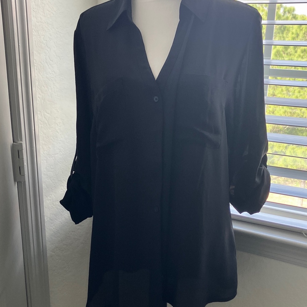 Express Portofino Black Button-Front Women's Shirt